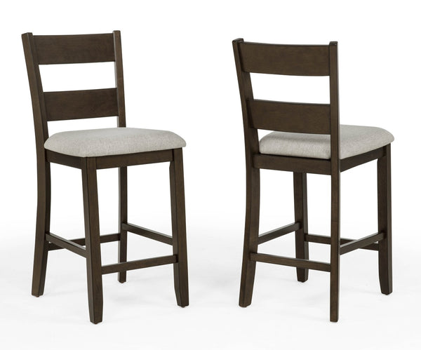 English Elm Rustic Farmhouse Counter Height Square Table Set with Ladder Back Upholstered Chairs Brown B011P540436