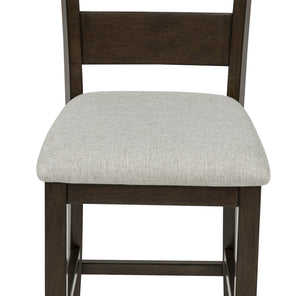 English Elm Rustic Farmhouse Counter Height Square Table Set with Ladder Back Upholstered Chairs Brown B011P540436