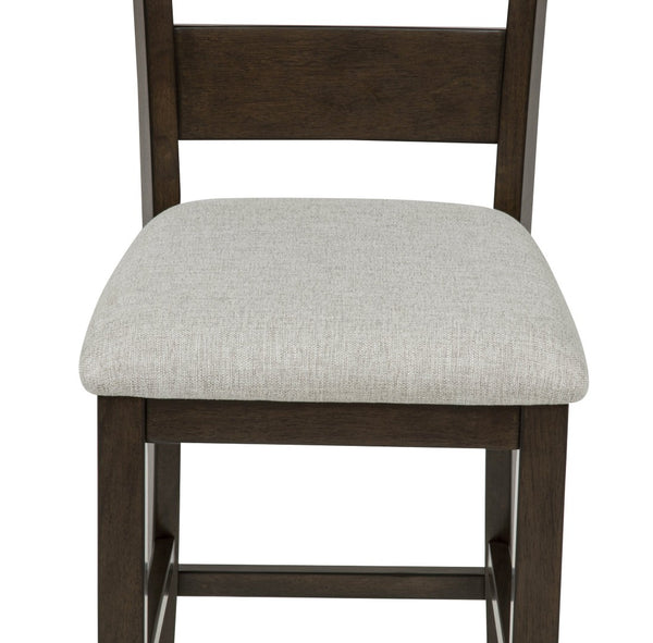 English Elm Rustic Farmhouse Counter Height Square Table Set with Ladder Back Upholstered Chairs Brown B011P540436