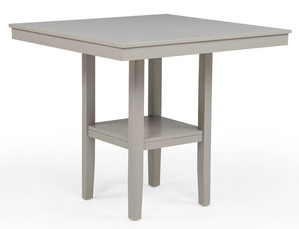 English Elm Rustic Farmhouse Counter Height Square Table Set with Ladder Back Upholstered Chairs Greige B011P540437