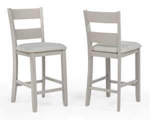 English Elm Rustic Farmhouse Counter Height Square Table Set with Ladder Back Upholstered Chairs Greige B011P540437