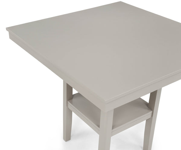 English Elm Rustic Farmhouse Counter Height Square Table Set with Ladder Back Upholstered Chairs Greige B011P540437