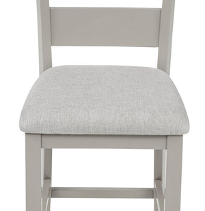 English Elm Rustic Farmhouse Counter Height Square Table Set with Ladder Back Upholstered Chairs Greige B011P540437