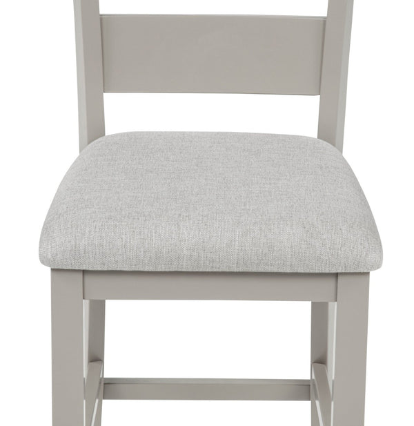 English Elm Rustic Farmhouse Counter Height Square Table Set with Ladder Back Upholstered Chairs Greige B011P540437