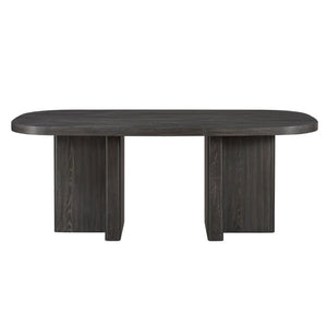 English Elm Contemporary Ebony Oak Veneer Rectangular Dining Table Seats Six for Modern Rooms B011P541111