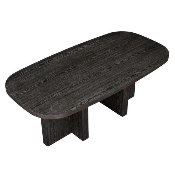 English Elm Contemporary Ebony Oak Veneer Rectangular Dining Table Seats Six for Modern Rooms B011P541111