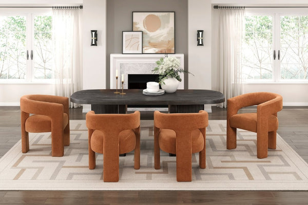English Elm Contemporary Ebony Oak Veneer Rectangular Dining Table Seats Six for Modern Rooms B011P541111