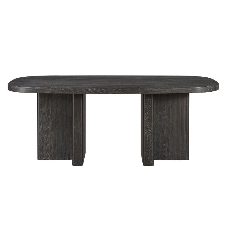 English Elm Luxury Six Seat Ebony Oak Veneer Dining Table with Sleek Contemporary Grain Detail B011P541113