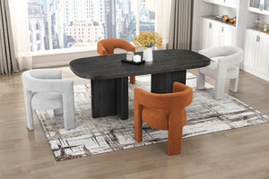 English Elm Luxury Six Seat Ebony Oak Veneer Dining Table with Sleek Contemporary Grain Detail B011P541113