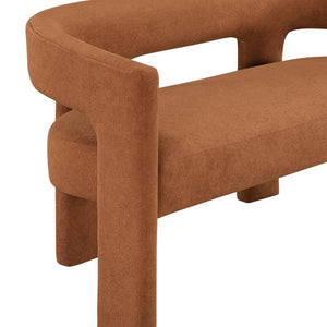 English Elm Contemporary Boucle Upholstered Bench Sculptural Plywood Frame for Entryway or Bedroom Orange B011P541119