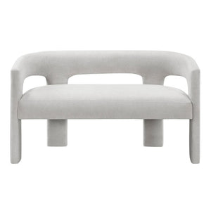 English Elm Contemporary Boucle Upholstered Bench Sculptural Plywood Frame for Entryway or Bedroom Light Gray B011P541120