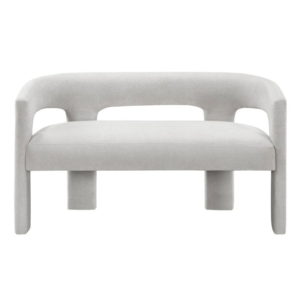 English Elm Contemporary Boucle Upholstered Bench Sculptural Plywood Frame for Entryway or Bedroom Light Gray B011P541120
