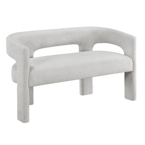 English Elm Contemporary Boucle Upholstered Bench Sculptural Plywood Frame for Entryway or Bedroom Light Gray B011P541120