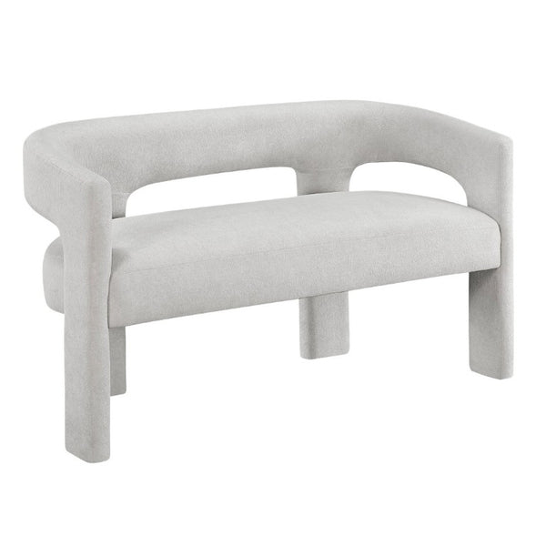 English Elm Contemporary Boucle Upholstered Bench Sculptural Plywood Frame for Entryway or Bedroom Light Gray B011P541120
