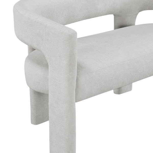 English Elm Contemporary Boucle Upholstered Bench Sculptural Plywood Frame for Entryway or Bedroom Light Gray B011P541120