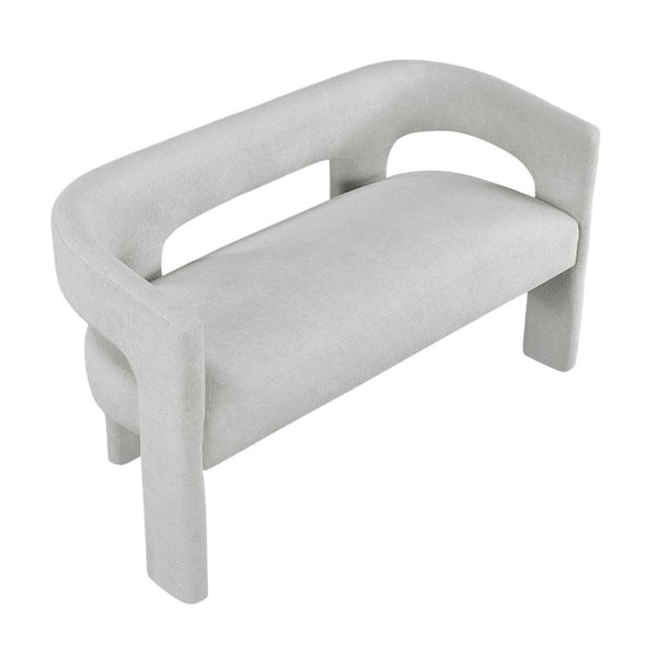 English Elm Contemporary Boucle Upholstered Bench Sculptural Plywood Frame for Entryway or Bedroom Light Gray B011P541120
