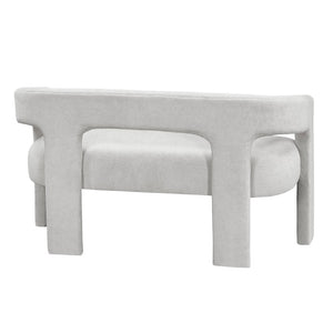 English Elm Contemporary Boucle Upholstered Bench Sculptural Plywood Frame for Entryway or Bedroom Light Gray B011P541120