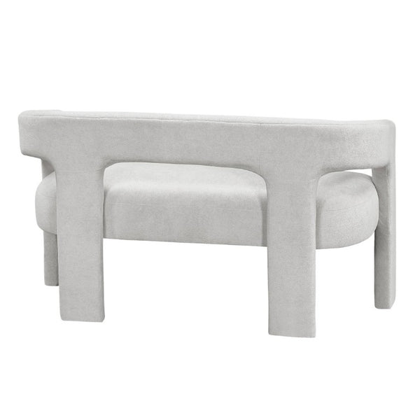 English Elm Contemporary Boucle Upholstered Bench Sculptural Plywood Frame for Entryway or Bedroom Light Gray B011P541120
