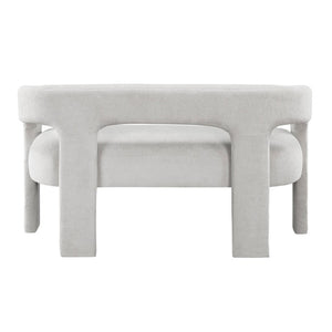 English Elm Contemporary Boucle Upholstered Bench Sculptural Plywood Frame for Entryway or Bedroom Light Gray B011P541120