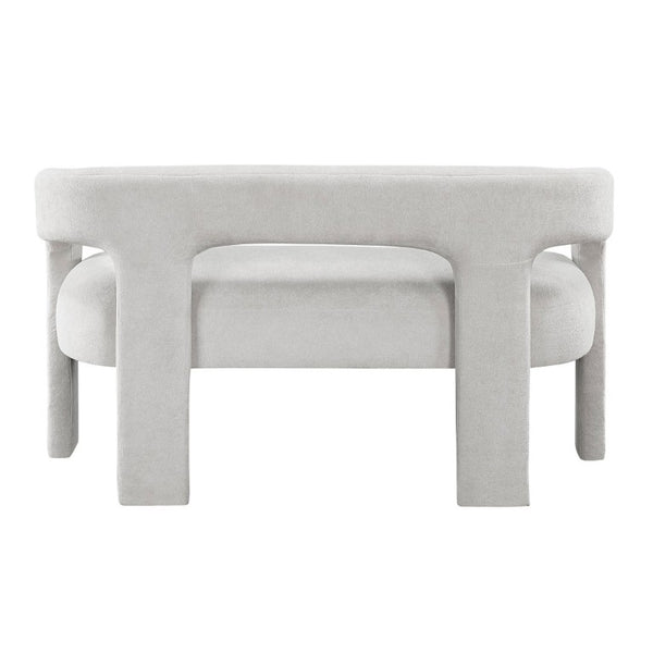 English Elm Contemporary Boucle Upholstered Bench Sculptural Plywood Frame for Entryway or Bedroom Light Gray B011P541120
