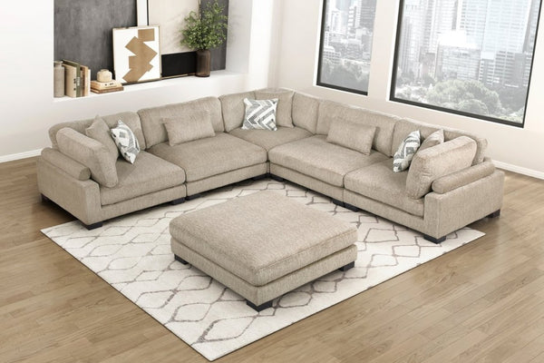 English Elm Contemporary Brown Microfiber Modular Ottoman Plush Foam Seating for Living Room B011P541121