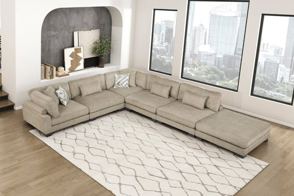 English Elm Contemporary Brown Microfiber Modular Ottoman Plush Foam Seating for Living Room B011P541121
