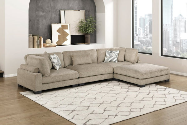 English Elm Contemporary Brown Microfiber Modular Ottoman Plush Foam Seating for Living Room B011P541121