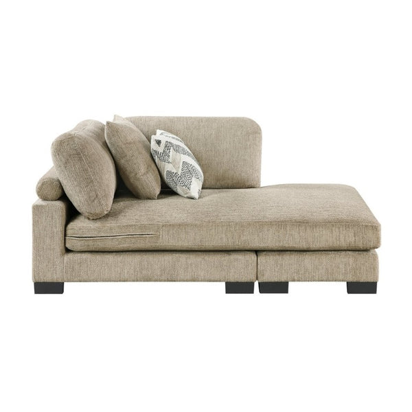 English Elm Contemporary Brown Microfiber Chaise Lounge with Reversible Cushions and Solid Wood Frame B011P541122
