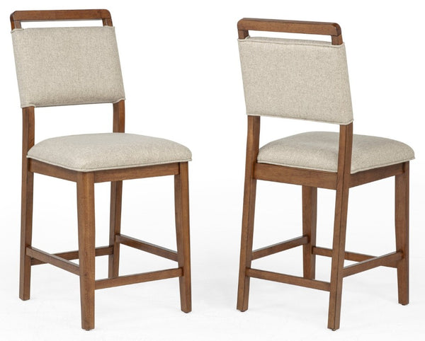 English Elm 2Pc High Back Fabric Upholstered Counter Height Chairs Solid Wood Frame Dining Set B011P541598