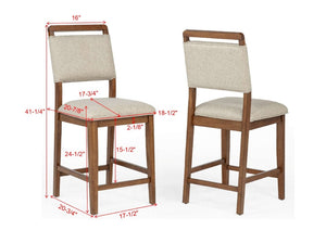 English Elm 2Pc High Back Fabric Upholstered Counter Height Chairs Solid Wood Frame Dining Set B011P541598