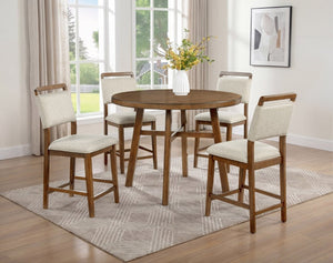 English Elm 2Pc High Back Fabric Upholstered Counter Height Chairs Solid Wood Frame Dining Set B011P541598