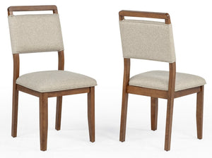 English Elm 2Pc Fabric Upholstered Dining Side Chairs Solid Wood Frame Contemporary Neutral Set B011P541599