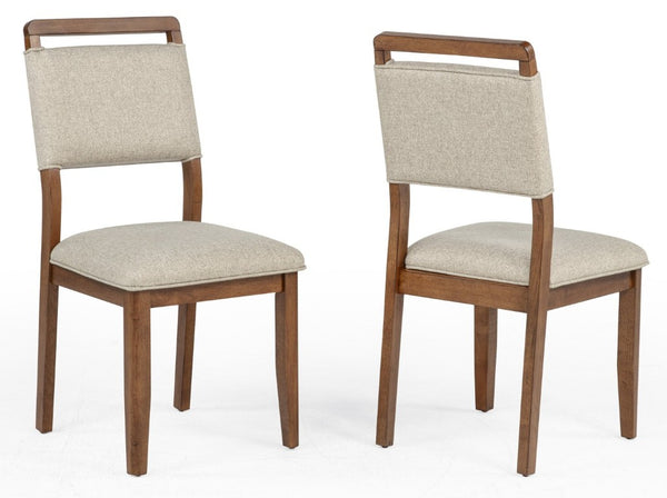 English Elm 2Pc Fabric Upholstered Dining Side Chairs Solid Wood Frame Contemporary Neutral Set B011P541599
