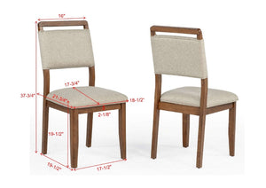 English Elm 2Pc Fabric Upholstered Dining Side Chairs Solid Wood Frame Contemporary Neutral Set B011P541599