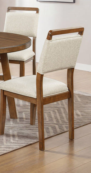 English Elm 2Pc Fabric Upholstered Dining Side Chairs Solid Wood Frame Contemporary Neutral Set B011P541599