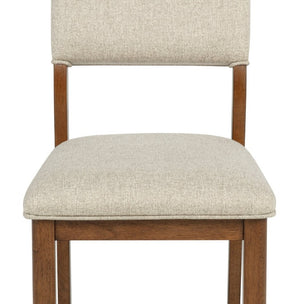 English Elm 2Pc Fabric Upholstered Dining Side Chairs Solid Wood Frame Contemporary Neutral Set B011P541599
