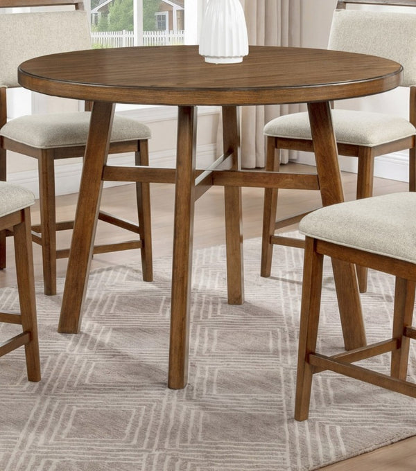 English Elm 1Pc Round Counter Height Dining Table Rich Brown Wood Warm Kitchen Bar Seating B011P541600