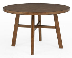 English Elm 1Pc Round 48 Inch Warm Brown Wood Dining Table Seats Four for Modern Homes B011P541601