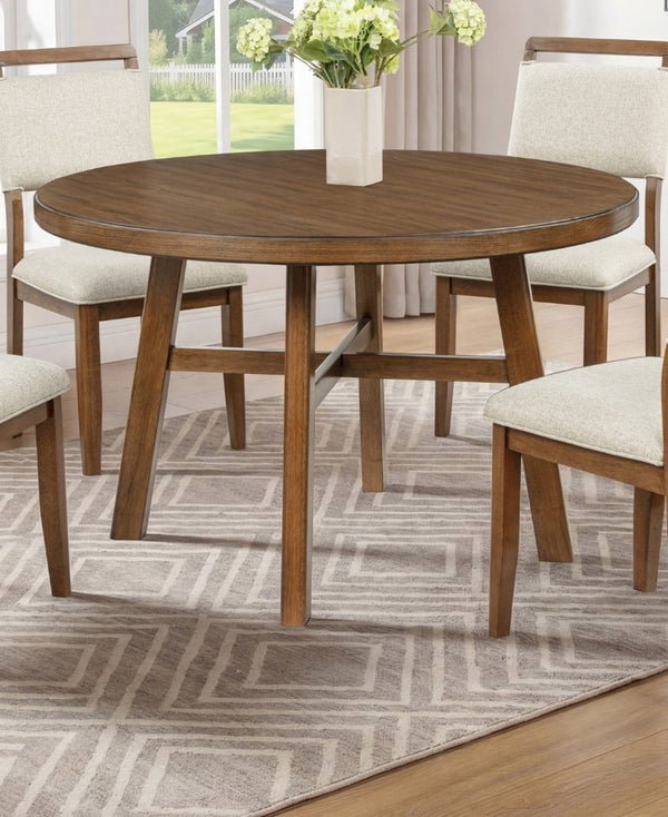 English Elm 1Pc Round 48 Inch Warm Brown Wood Dining Table Seats Four for Modern Homes B011P541601