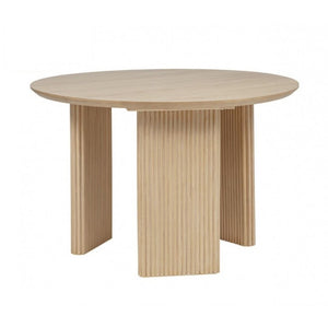 English Elm Natural Oak Round Dining Table with Fluted Legs for Japandi and Minimalist Spaces Light Oak Fluted Design Legs B011P543507