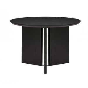 English Elm Natural Oak Round Dining Table with Fluted Legs for Japandi and Minimalist Spaces Black Contemporary B011P543528