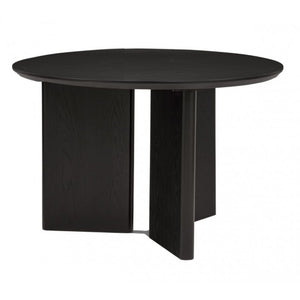 English Elm Natural Oak Round Dining Table with Fluted Legs for Japandi and Minimalist Spaces Black Contemporary B011P543528