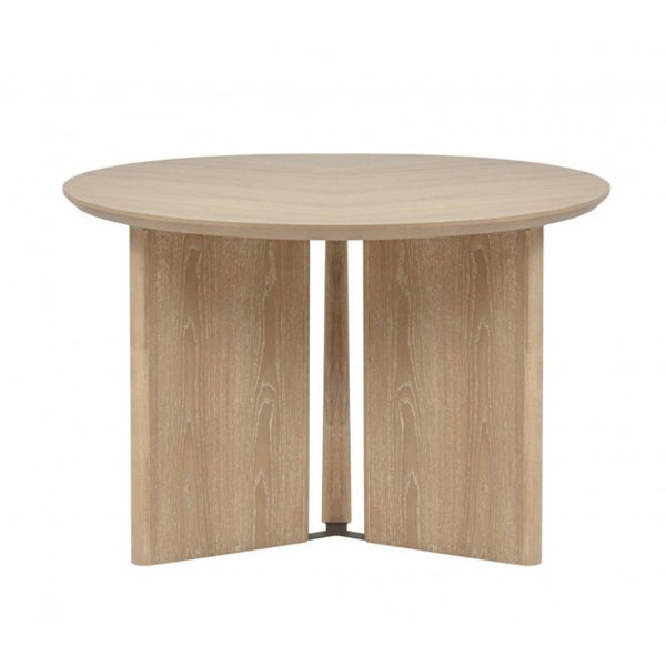 English Elm Natural Oak Round Dining Table with Fluted Legs for Japandi and Minimalist Spaces Light Oak Contemporary B011P543529