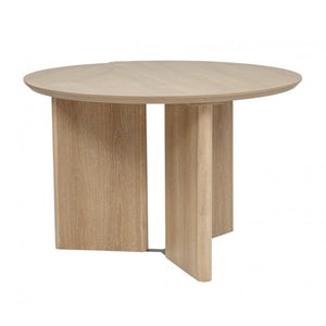 English Elm Natural Oak Round Dining Table with Fluted Legs for Japandi and Minimalist Spaces Light Oak Contemporary B011P543529