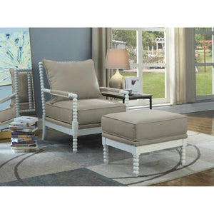 English Elm Beige Wingback Armchair and Ottoman Set with Solid Pine Frame for Living Room B011P545309