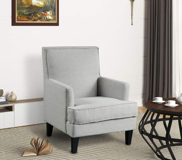 English Elm Transitional Linen Blend Armchair with Nailhead Trim for Living Room or Bedroom B011P545310