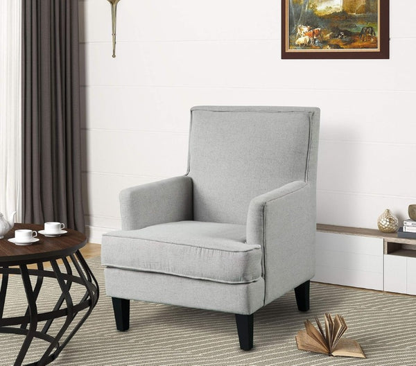 English Elm Transitional Linen Blend Armchair with Nailhead Trim for Living Room or Bedroom B011P545310