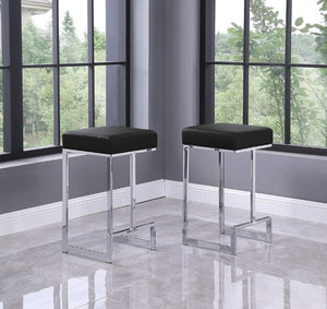English Elm 25 in Backless Faux Leather Counter Stools Foam Padded Silver Pedestal Base Set of 2 B011P545314