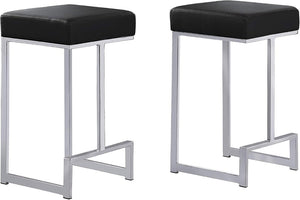 English Elm 25 in Backless Faux Leather Counter Stools Foam Padded Silver Pedestal Base Set of 2 B011P545314