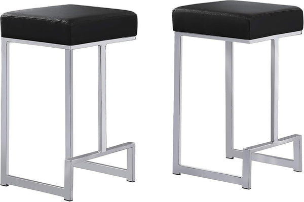 English Elm 25 in Backless Faux Leather Counter Stools Foam Padded Silver Pedestal Base Set of 2 B011P545314
